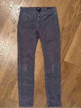 BDG Mid-Rise Cigarette Corduroy Pants in Charcoal Plum